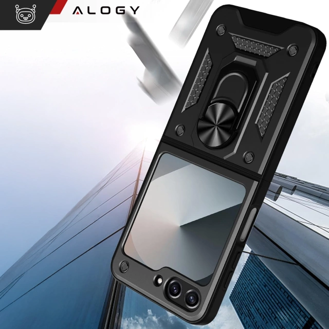 Чохол для Samsung Galaxy Z Flip 6 Armored Case Stand Ring Alogy чорний