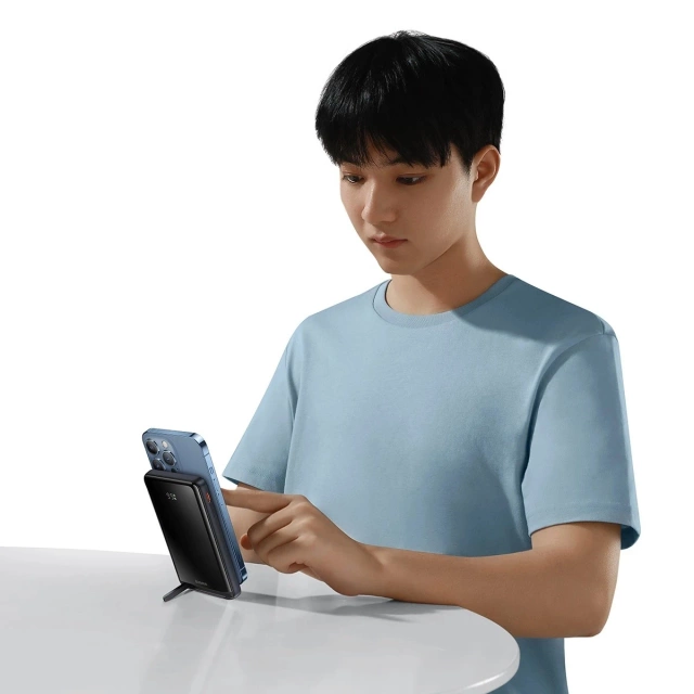 Baseus Magnetic Bracket 10000mAh 20W powerbanka s MagSafe - modrý USB-C kabel 60W 0,5m