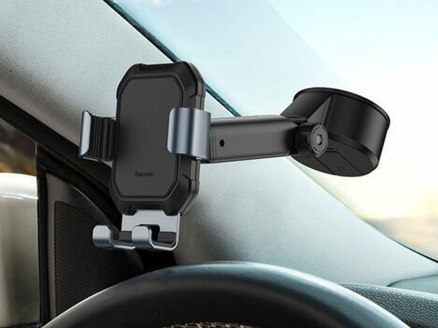 Baseus Tank gravitational phone holder for the glass board Black