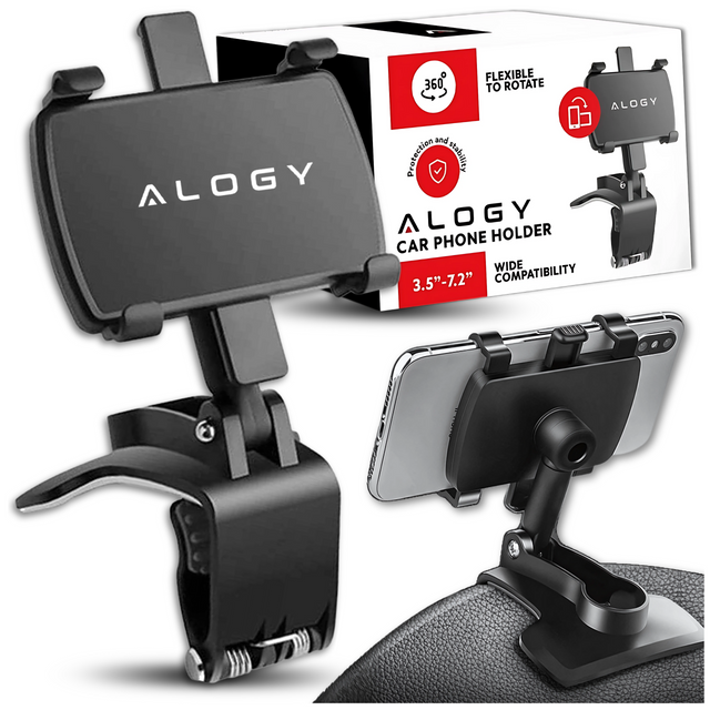 Alogy car holder for a phone up to 7.2 inches for a mirror cockpit black