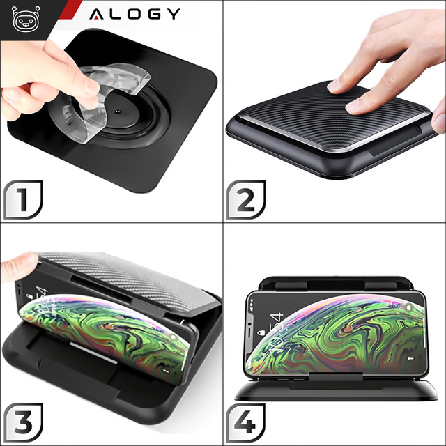 Автотримач Alogy Carbon для телефону до 6,8 дюймів, GPS, кокпіт Чорний