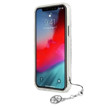 Guess GUHCP12LKS4GSI iPhone 12 Pro Max 6,7" průhledný pevný obal 4G Silver Charms Collection