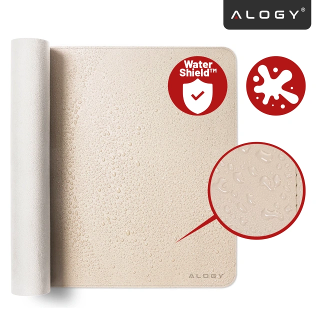 Podložka na stůl 80×40 cm – protiskluzová ochranná podložka z elegantní PU ekokůže, pro myš a klávesnici, stylová a odolná – Alogy WorkMat™ Beige