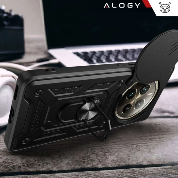 Чохол для Realme 12 Pro 5G / Realme 12 Pro Plus 5G Armored Slide Case Ring Housing Camera Protection Camshield Alogy Black