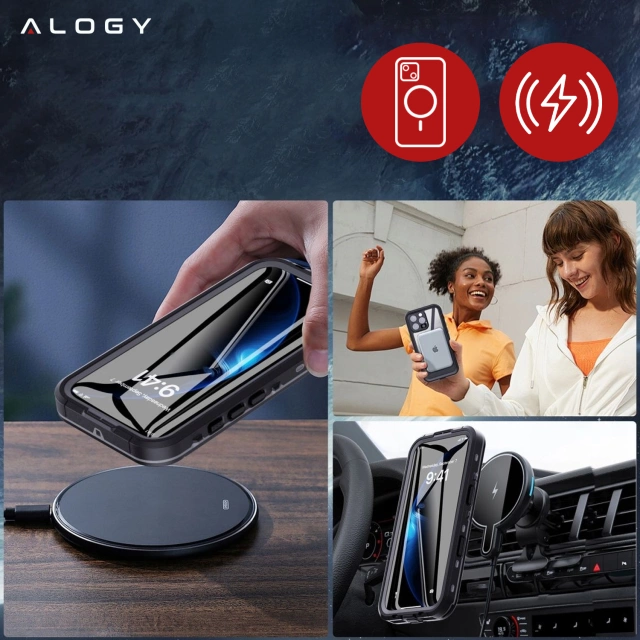Alogy HydroArmor™ IP68 Waterproof Case with Clear Back 360 MagSafe Armor Case for Apple iPhone 16 Pro