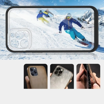 Clear 3in1 case for iPhone 12 Pro Max gel cover with frame black