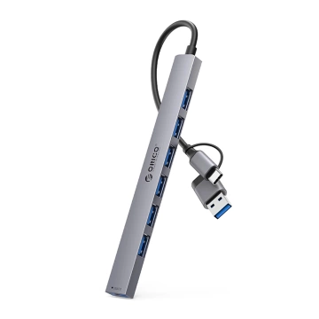 Hub USB-A/USB-C Orico YSA2-U3 7w1 1x USB 3.0 + 6x USB 2.0 Szary