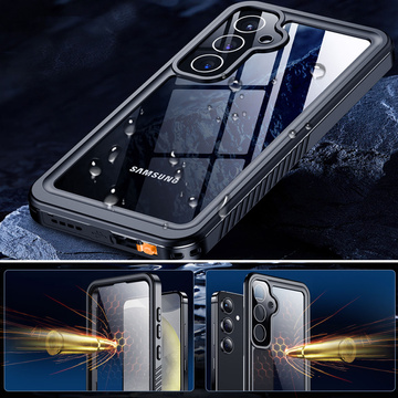 Case for Samsung Galaxy S24 Armored Waterproof IP68 360 Armor Case with built-in glass Alogy black