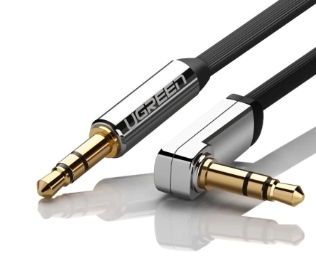 UGREEN kabel plochý úhlový audio kabel AUX 3,5 mm mini jack 0,5 m černý (AV119 10596)