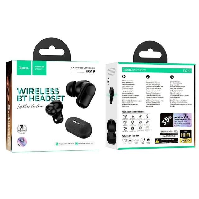 HOCO TWS EQ19 wireless bluetooth headphones black