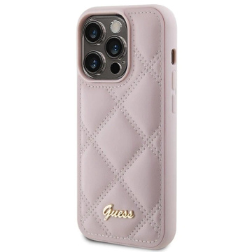 Etui Guess GUHCP15XPSQSQSP pre iPhone 15 Pro Max 6,7" ružové/ružové pevné puzdro prešívané kovové logo