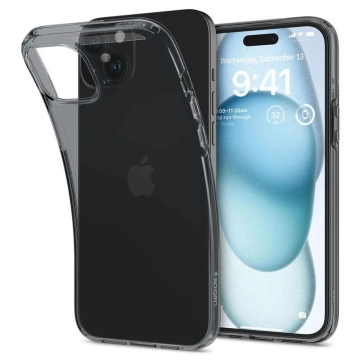 Puzdro Spigen Crystal Flex pre Apple iPhone 15 - šedé a priehľadné