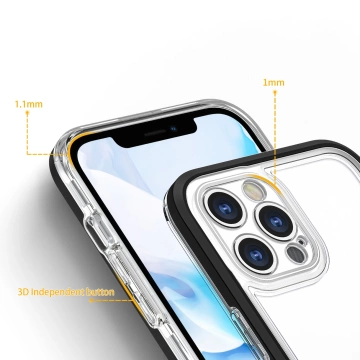 Clear 3in1 case for iPhone 12 Pro Max gel cover with frame black