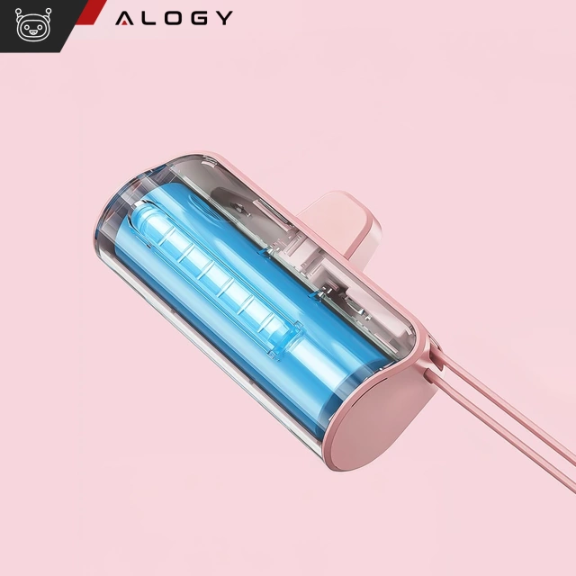 PowerBank 5000mAh Alogy pocket power bank small external charger Power Bank USB-C and lightning Pink