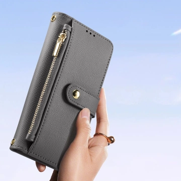 Kožené puzdro na iPhone 15 Dux Ducis Lawa MagSafe Grey