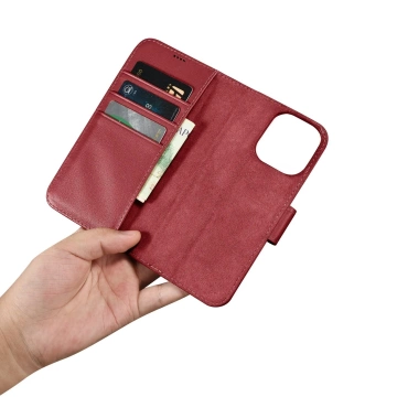 iCarer Wallet Case 2in1 für iPhone 14 Pro Max Leder Flip Cover Anti-RFID Rot