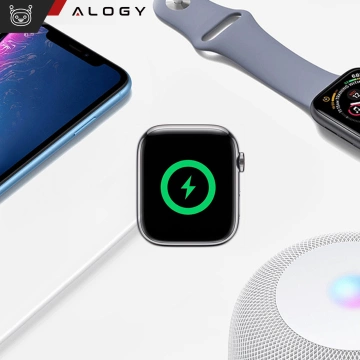 2in1 Magnetic Inductive Charger Cable for Apple Watch, iPhone 1M Lightning USB-C Alogy White