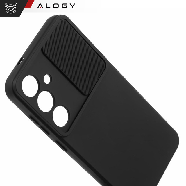 Hülle für Samsung Galaxy S24 Panzergehäuse Schutz Kameraabdeckung Slide Camshield Case Alogy schwarz