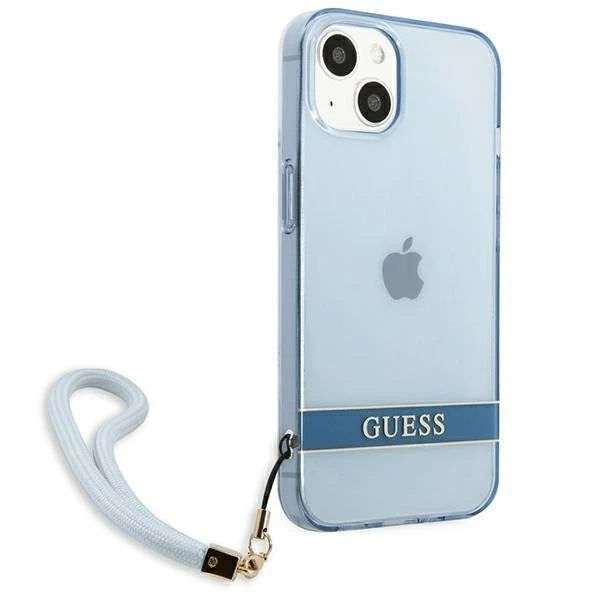 Etui Guess GUHCP13MHTSGSB do Apple iPhone 13 6,1" niebieski/modré pevné pouzdro Translucent Stap