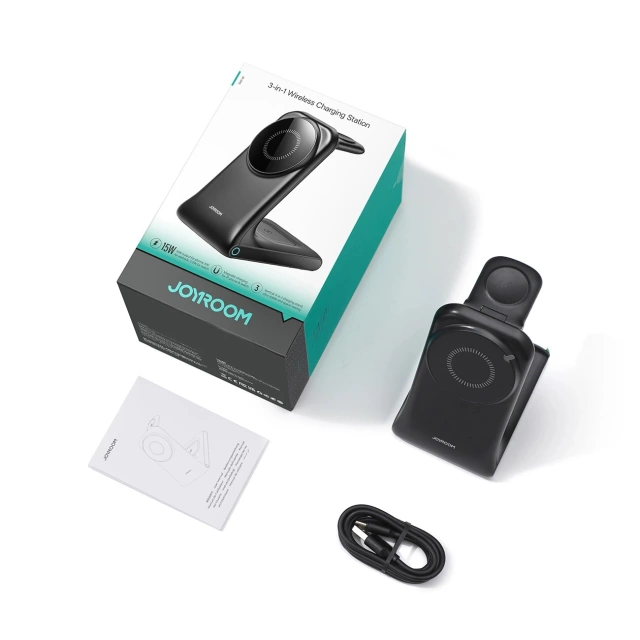 Joyroom 15W 3in1 Wireless Charger Ladestation mit MagSafe - Schwarz