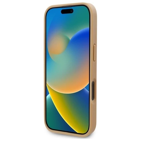 Karl Lagerfeld pouzdro pro iPhone 16 Pro 6,3" béžové MagSafe pevné pouzdro kožené monogram kovové logo