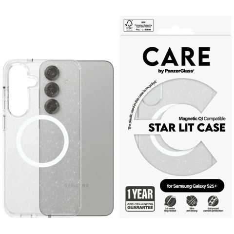 Samsung Galaxy S25 CARE by PanzerGlass Flagship Urban Combat StarLight White QI Transparent Case
