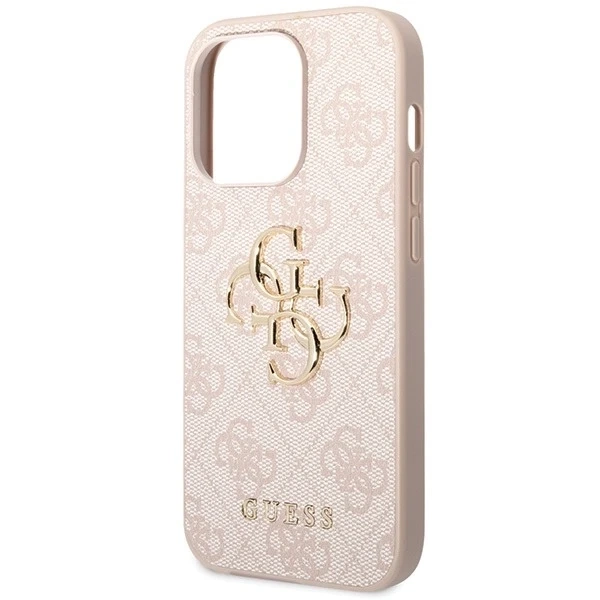 Pouzdro Guess GUHCP15L4GMGPI pro iPhone 15 Pro 6,1" růžový/růžový pevný obal 4G Big Metal Logo