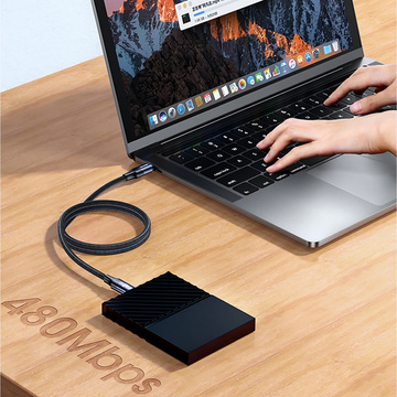 USAMS USB-C na USB-C 100W PD Fast Charge QC FCP 3m čierny kábel