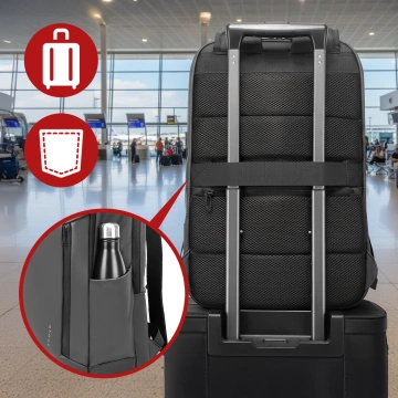 Bange Waterproof Backpack for Laptop 15.6" City Travel 45x30x16 cm for Work Airplane Men's Women's with USB Port Black