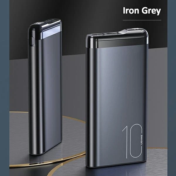 USAMS Powerbank PB55 10000mAh 2xUSB LED display grey/grey 10KCD14801 (US-CD148) aluminum