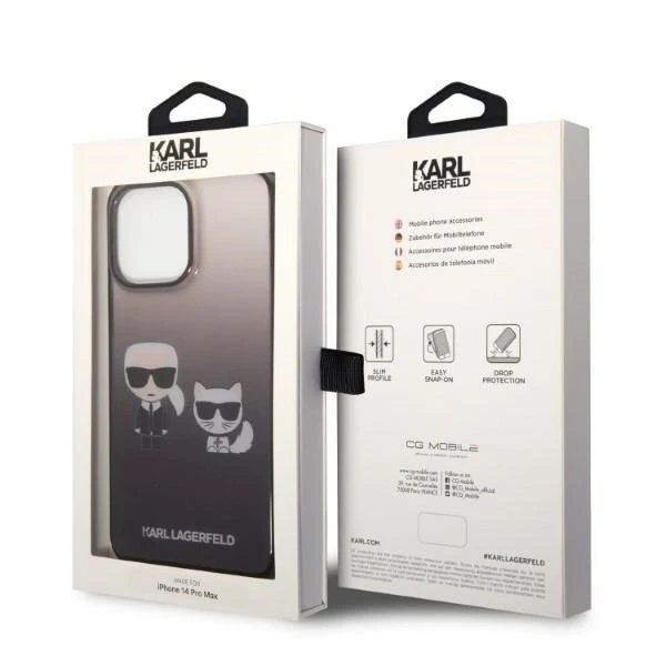 Ochranné puzdro na telefón Karl Lagerfeld KLHCP14LTGKCK pre Apple iPhone 14 Pro 6,1" pevné puzdro čierne/čierne Gradient Ikonik Karl