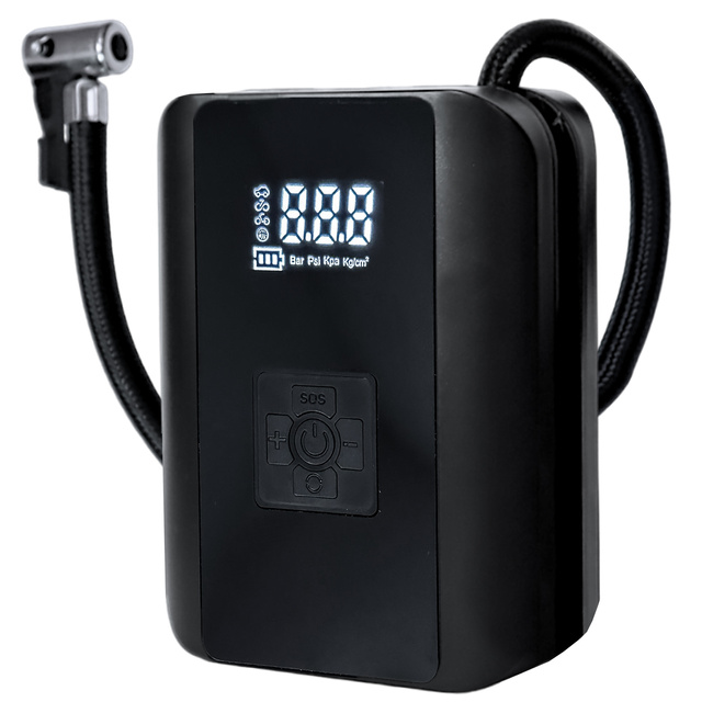 Elektrische Fahrradpumpe für Fahrräder, kabelloser Auto-Luftkompressor, tragbar mit Taschenlampe, 150 PSI Alogy Schwarz