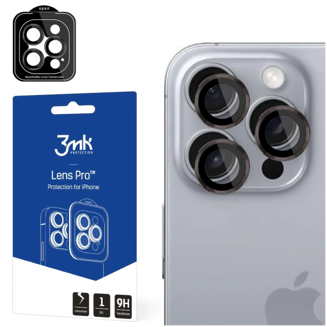 Скло для Apple iPhone 16 Pro / 16 Pro Max Camera Protector Lens 3mk Lens Protection Pro Titanium Grey Protective Cover