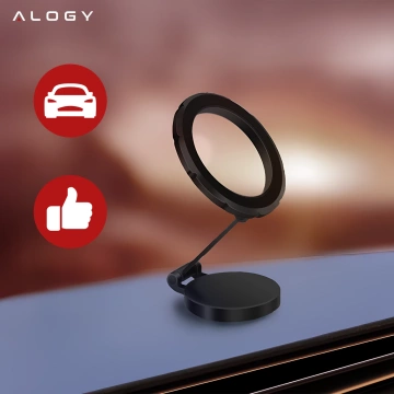 Автомобільний тримач Alogy для MagSafe Магнітний тримач для телефону на приладову панель автомобіля Чорний