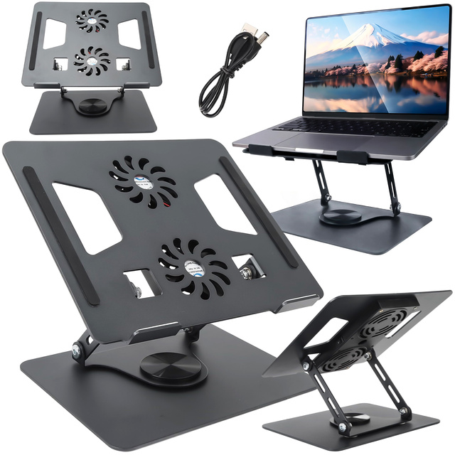 Laptop Table Stand 17.3" Adjustable 360 Cooling Foldable Aluminum 25x21.7cm Alogy Graphite