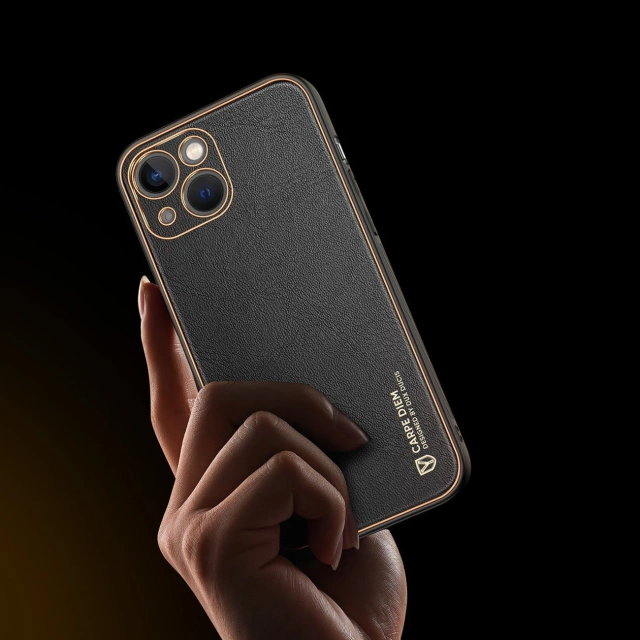 Dux Ducis Yolo case iPhone 14 Plus elegant cover з екологічної шкіри чорного кольору