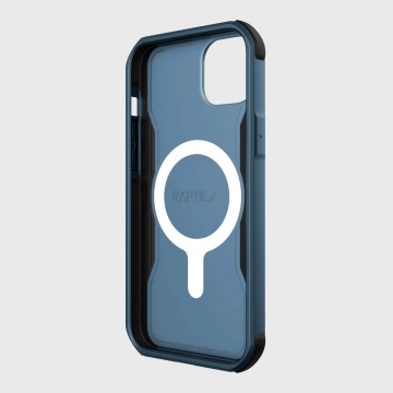 Pouzdro Raptic Fort na iPhone 14 s modrým pancéřovaným krytem MagSafe