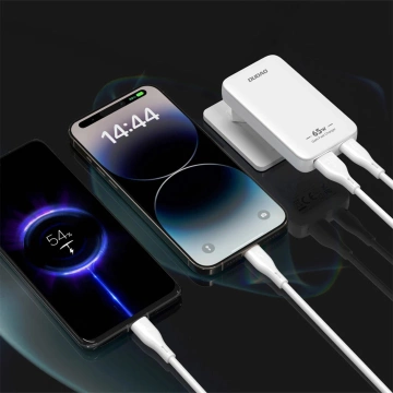 Зарядний пристрій Dudao A65Q 65 Вт GaN для стіни USB-C/USB-A PD для ЄС/США – білий