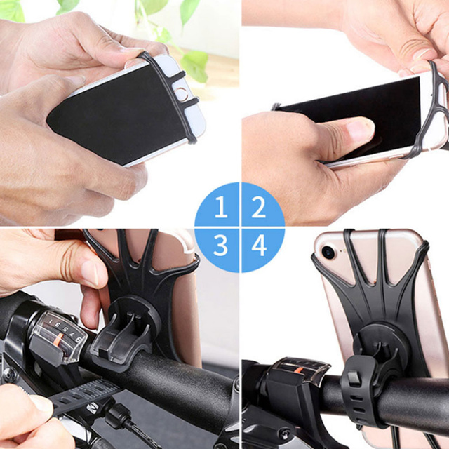 Držiak na bicykel Alogy Spider Držiak na telefón na bicykel TPU Silikón flexibilný na motorovú kolobežku quad Čierny