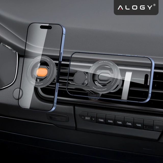 Auto-Lüftungshalterung – MagSafe Doppelhalterung für 2 Smartphones, robust und stabil, magnetisches Design – Alogy MagGrip™ Duo Schwarz
