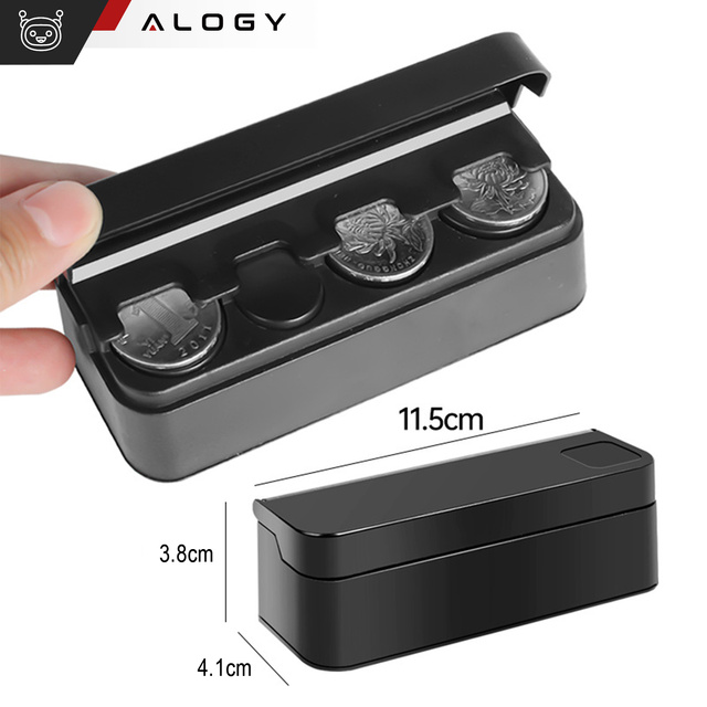 Coin Box Coin Holder Wallet Organizer Storage Box for Small Coins for Car Cars Offices Home Box Alogy Black