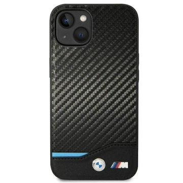BMW BMHCP14M22NBCK puzdro na telefón pre Apple iPhone 14 Plus 6,7" čierne/čierne kožené karbónové