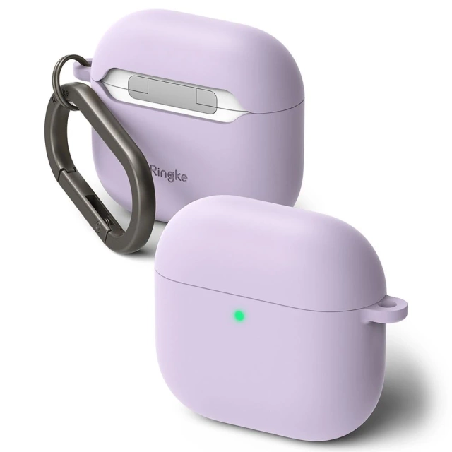 Apple AirPods 4 Case Ringke Silicone Light Purple Carabiner