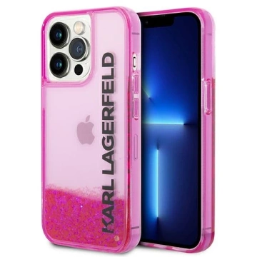 Karl Lagerfeld KLHCP14XLCKVF case for iPhone 14 Pro Max 6.7" hard case Liquid Glitter Elong pink/pink