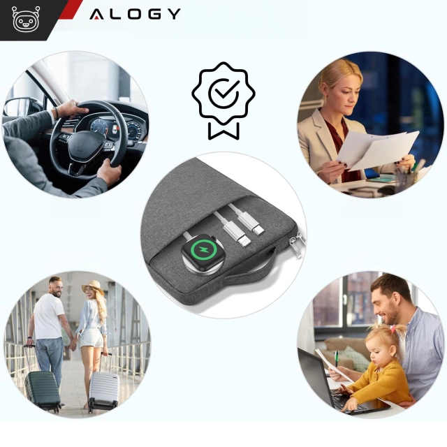 2v1 magnetický indukčný nabíjací kábel pre Apple Watch, iPhone 1M Lightning USB-C kábel Alogy White