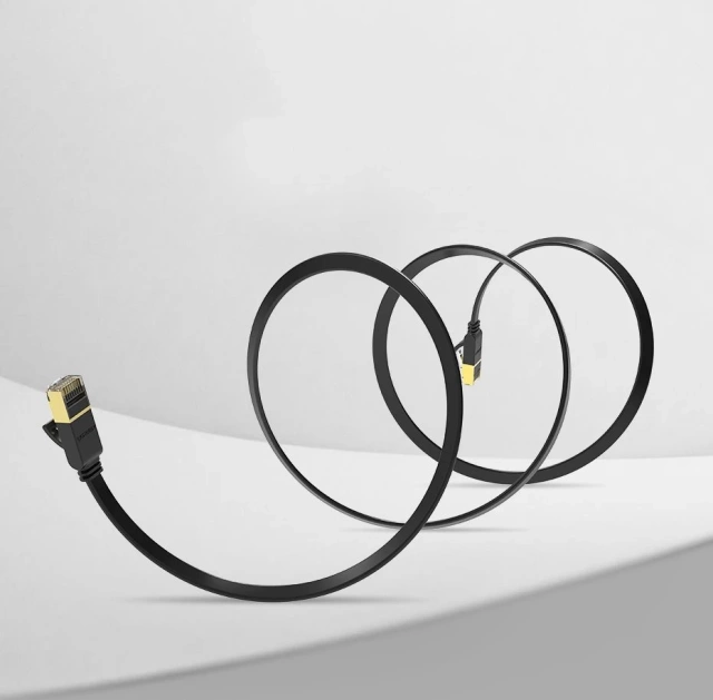 Flat cable UGREEN Ethernet patch cord RJ45 Cat 7 STP LAN 10 Gbps 10 m black (NW106 11265)
