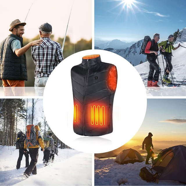 Heated Vest Women Men Sleeveless Jacket USB Quilted Heated Electric Winter Unisex Size M Black