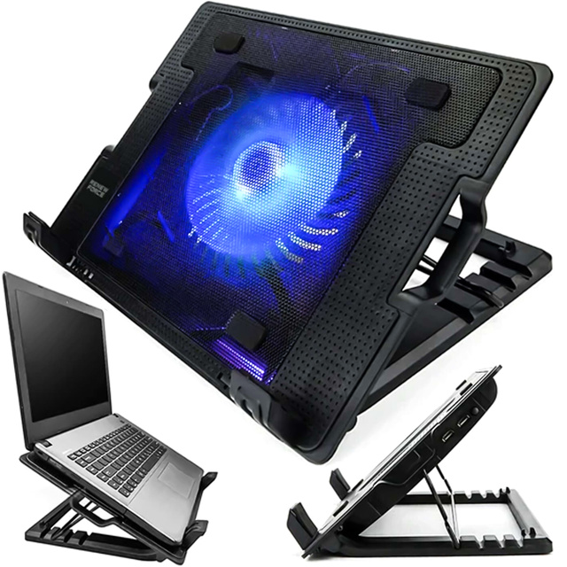 Chladiaca podložka pod notebook, podsvietenie LED, stojan pre notebook Notebook ChromeBook 9-17" BHP čierny