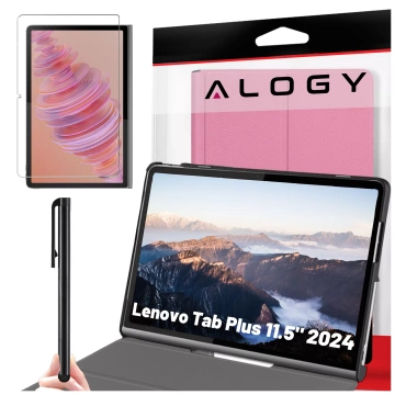 Schutzhülle aus Glas für Lenovo Tab Plus 11,5" 2024 TB351FU Alogy Book Cover Case Tablet Case Pink Gratis Stylus