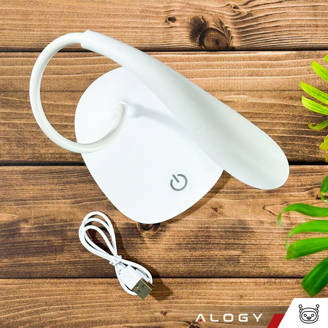 Stolná LED lampa na stôl dotyková školská USB stojaca nočná bezdrôtová Flexible Alogy White